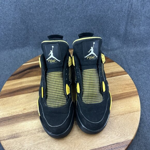Mens Jordan 4 Retro Thunder Black And Yellow 9.5 2012 308497-008 - Picture 4 of 14